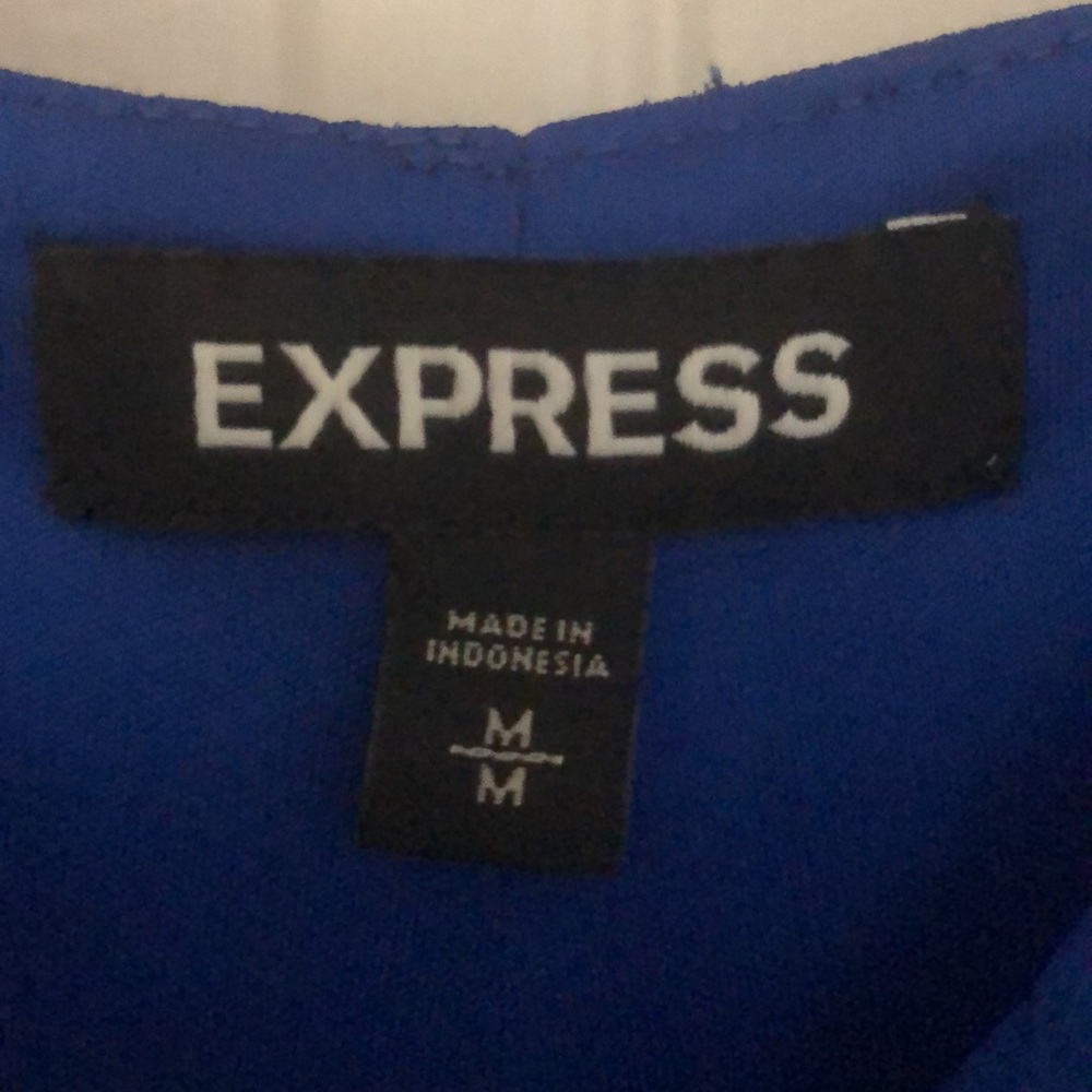 Blue Wrap Fit and Flare Express Dress - Picture 4 of 5